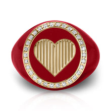 Load image into Gallery viewer, Heart Pinstripe Signet Ring