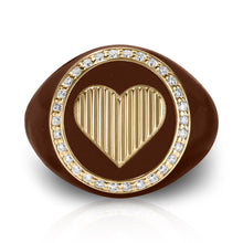 Load image into Gallery viewer, Heart Pinstripe Signet Ring