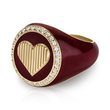 Load image into Gallery viewer, Heart Pinstripe Signet Ring