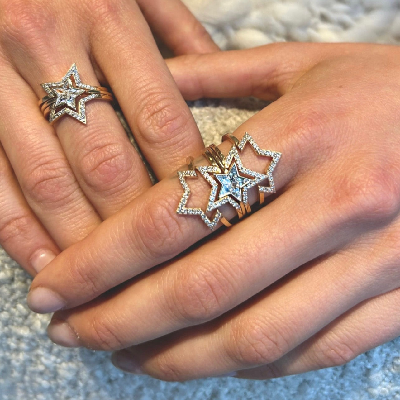 Star Friendship Rings Five 7 / 14K Rose Gold