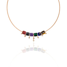 Load image into Gallery viewer, Corda Chain with Gemstone Cubes &amp; Diamond Droplets