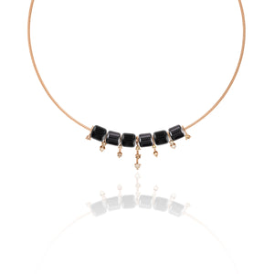 Corda Chain with Gemstone Cubes & Diamond Droplets