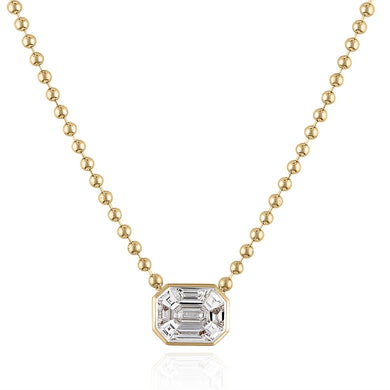 Emerald Cut Ball Chain Necklace