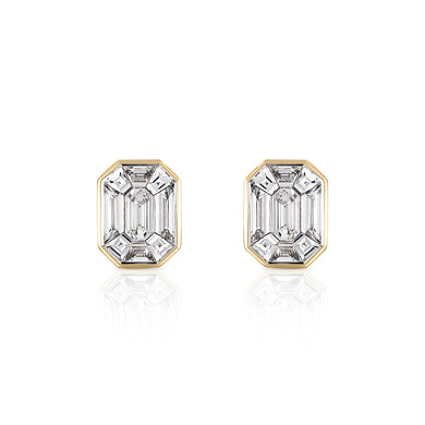 Emerald Cut Diamond Studs
