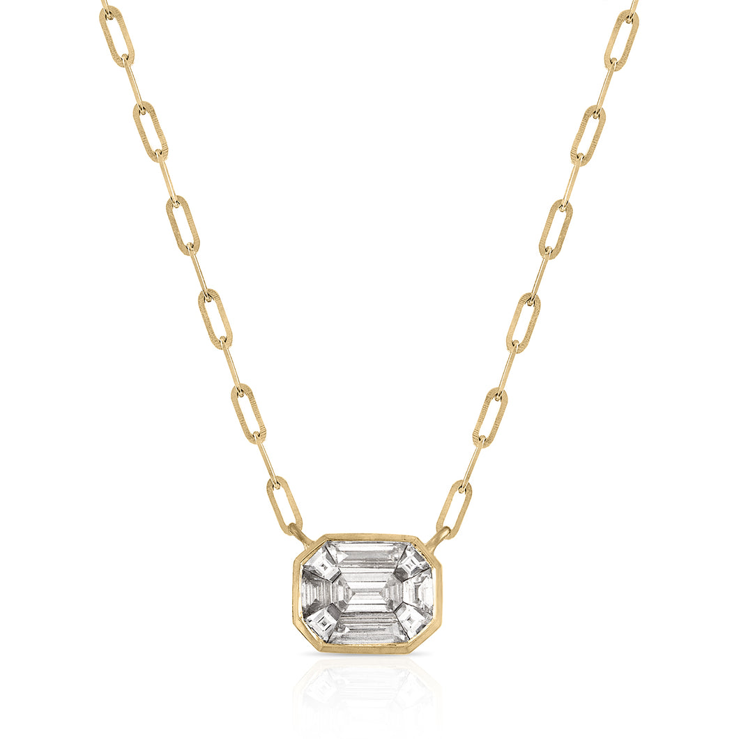 Emerald Cut Link Chain Necklace