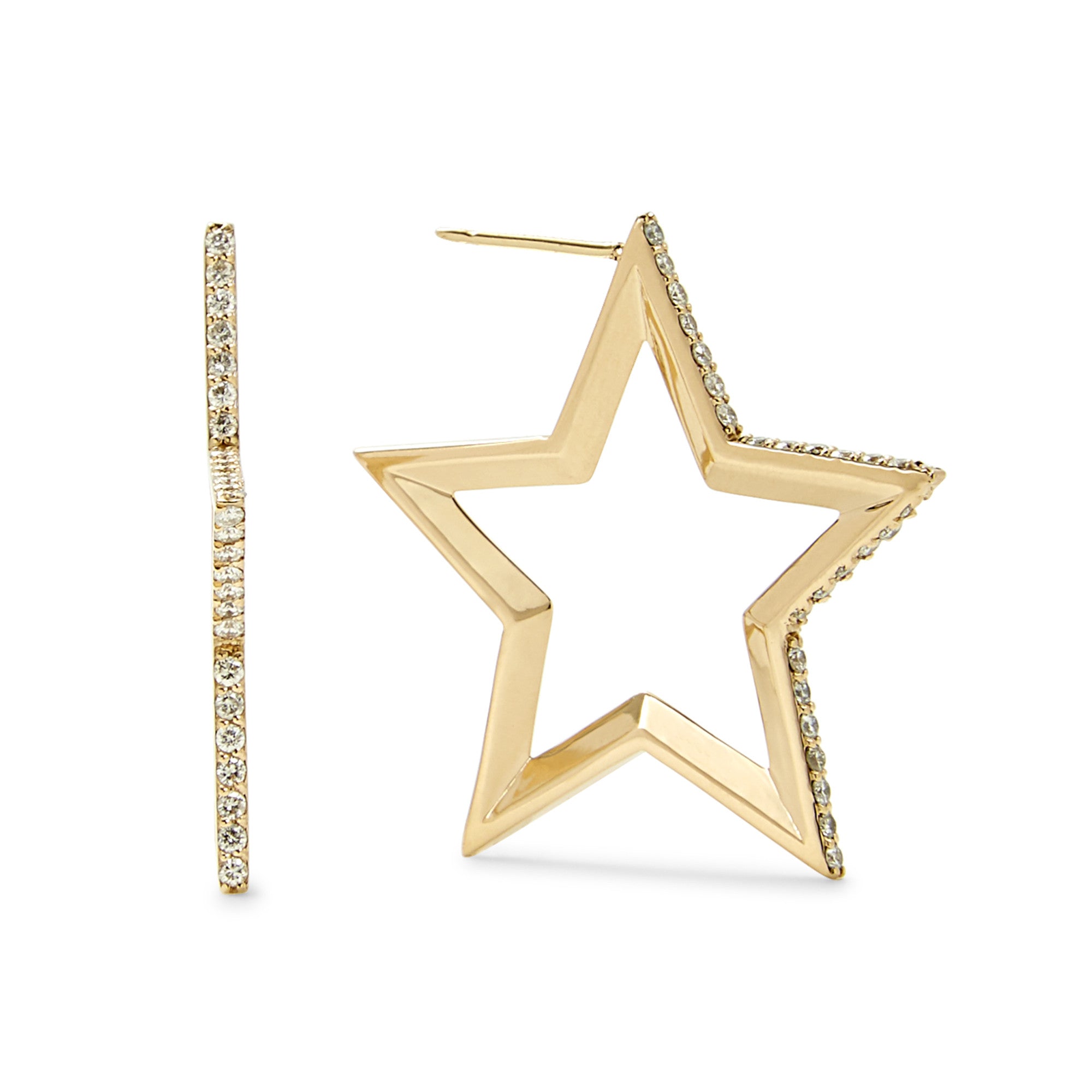 Star hoops gold - Gold earrings - Trium Jewelry